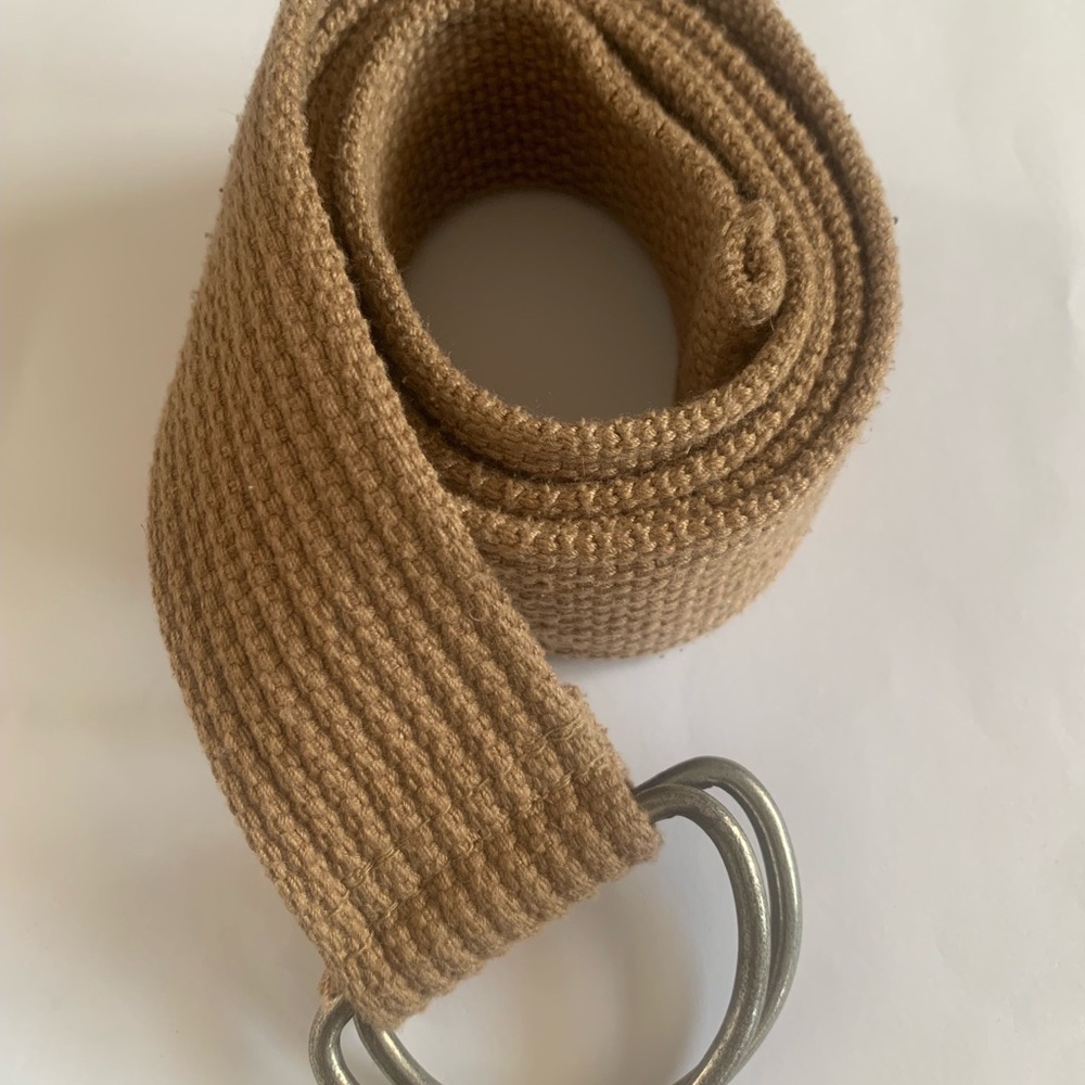 Men's Tan Woven Belt with Silver Buckle
